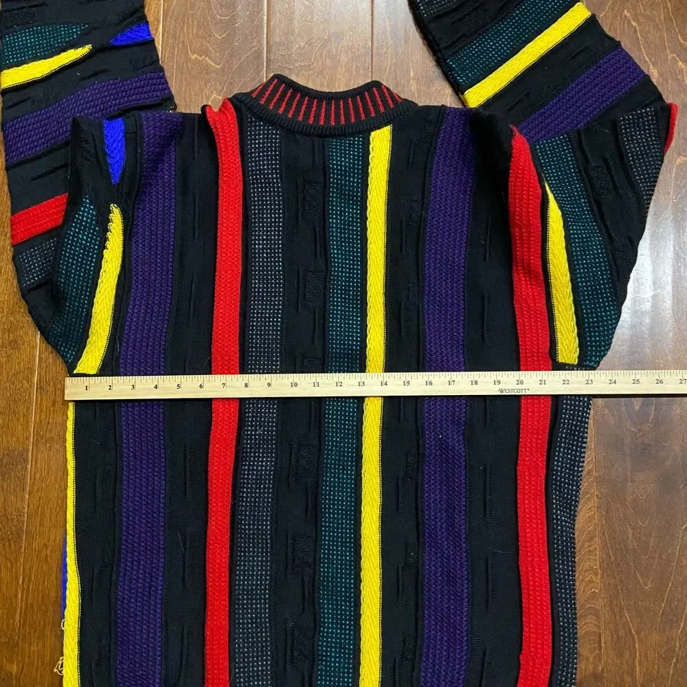 COOGI Australia Vintage 3D Knit Multicolor Crewneck Wool Sweater Men's Size L